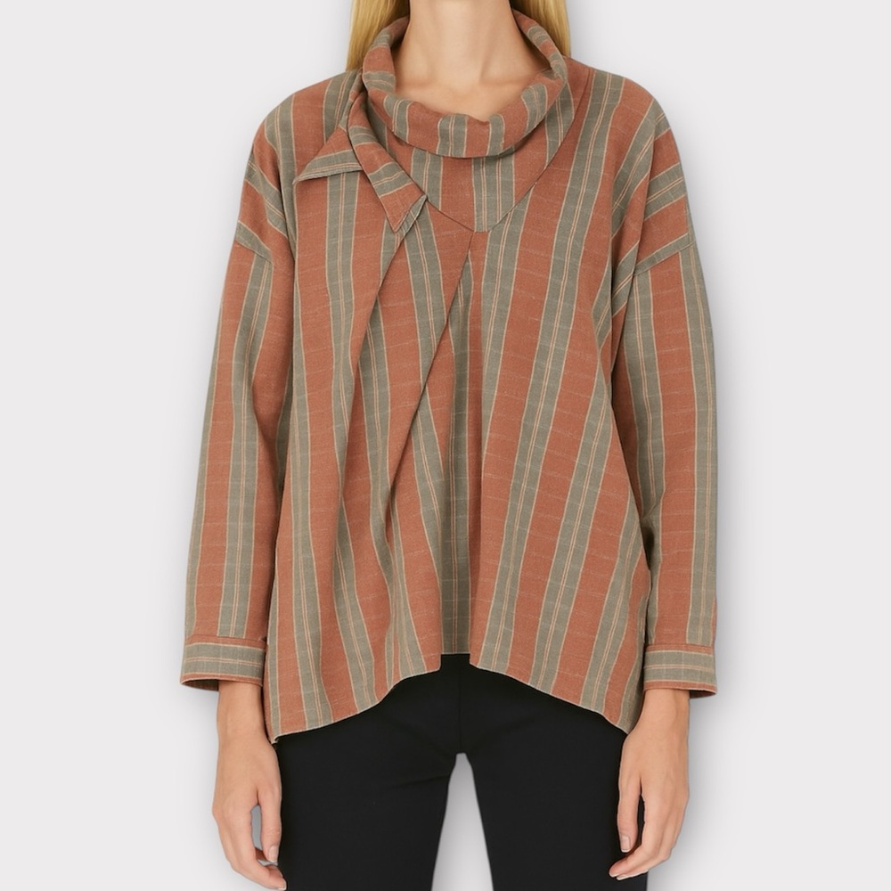 Vintage Issey Miyake Women's Top Medium Funnel Neck Lagenlook 80s 90s Designer